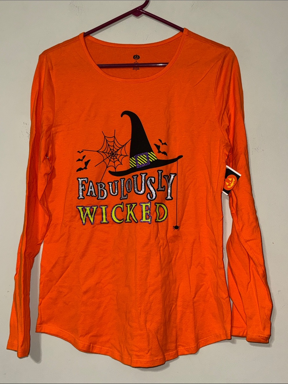 Time and Tru ladies medium 8/10 Fabulously Wicked Halloween tee spiderweb new
